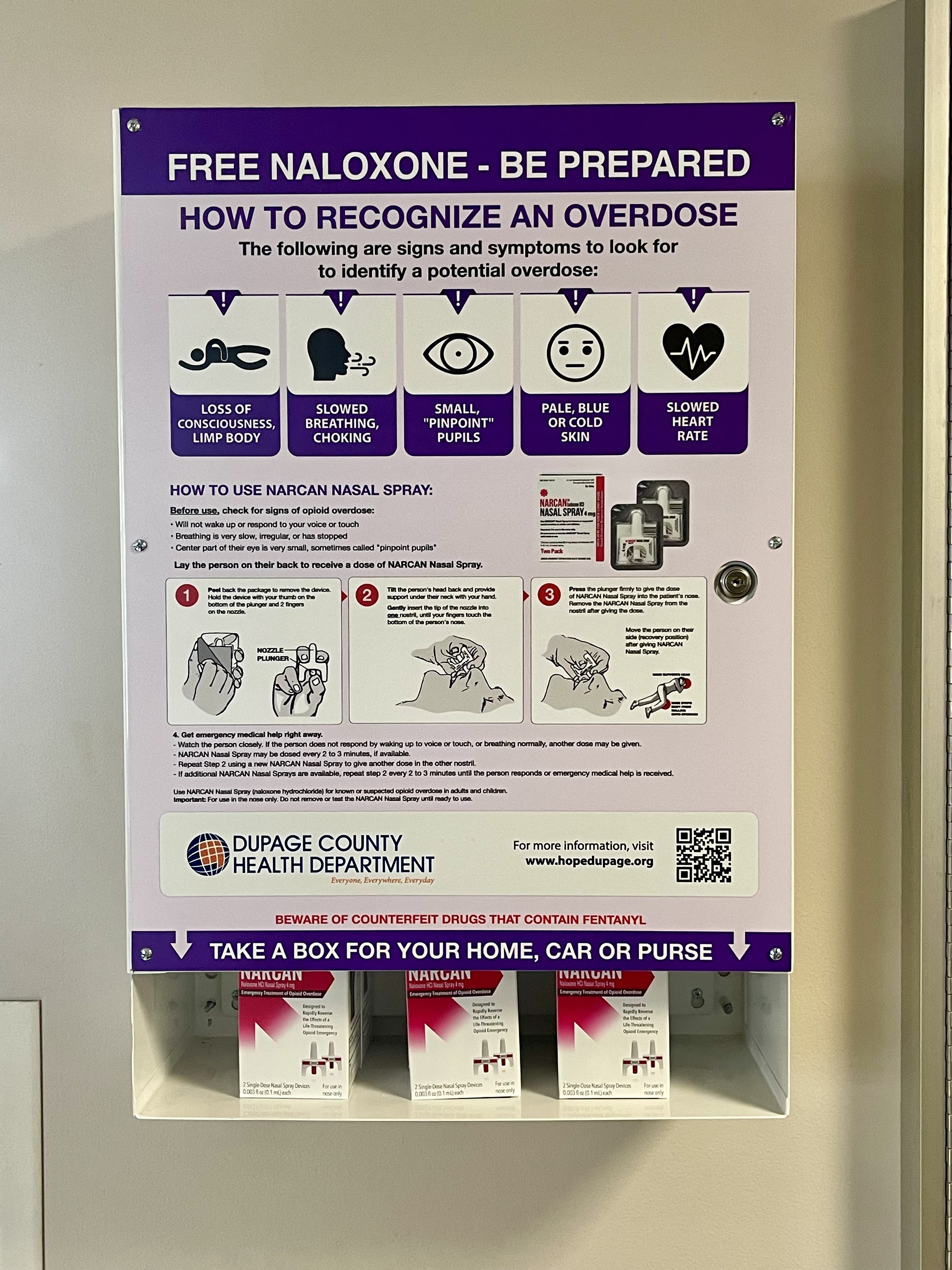 Naloxone Wall Cabinet at North Public Health Center